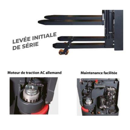 PS12LLI Electric stacker with initial lift 1200 kg - AMARITE