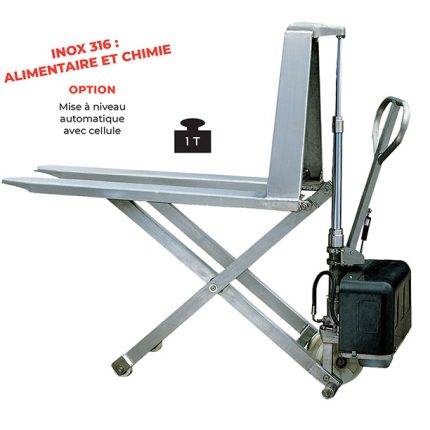 HS E 316 stainless steel electric scissor lift pallet truck 1000 kg - AMARITE
