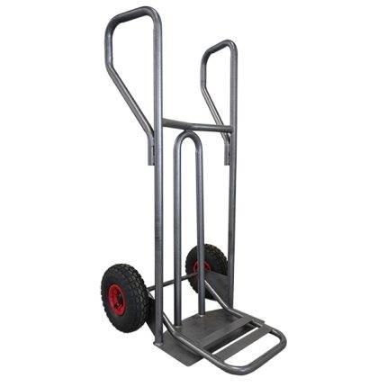 DVPF400-BR Steel hand truck with curved frame, closed handle and folding plate 400 kg