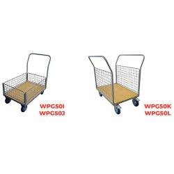 WPG50 Timber platform trolley with mesh backrest 500 kg - AMARITE