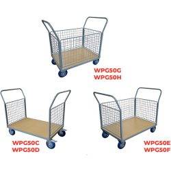 WPG50 Timber platform trolley with mesh backrest 500 kg - AMARITE