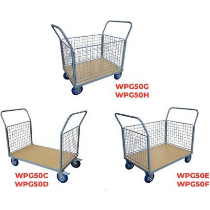 WPG50 Timber platform trolley with mesh backrest 500 kg - AMARITE