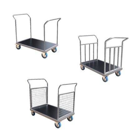 CHM Steel plateform trolley 1000 x 700 mm with 1 or 2 drawbars 300 to 500 kg - AMARITE