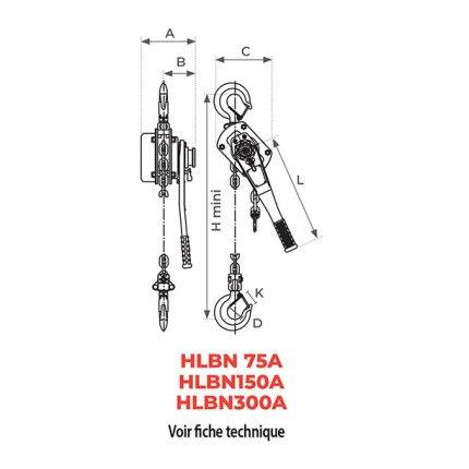 HLBN Premium manual lever chain hoist 750 to 9000 kg - AMARITE