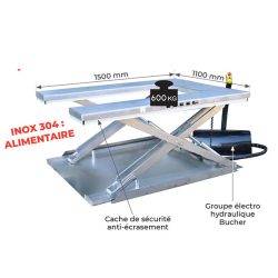 HUS600 Stainless steel electric U-shaped lift table 600 kg - AMARITE