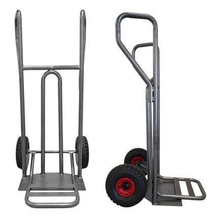 DVPF400-BR Steel hand truck with curved frame, closed handle and folding plate 400 kg - AMARITE