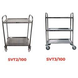 SVT 304 stainless steel shelf trolley 100 kg 2 or 3 shelves - AMARITE