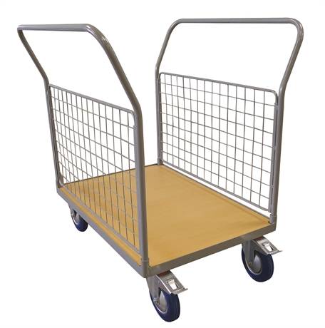 WPG50L - Timber platform trolley 500 kg with 2 lengthwise mesh backrest (large)