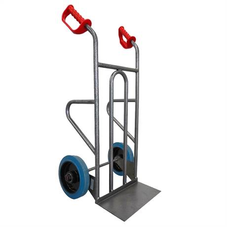 DDPO1-RSB - Caminhão de aço com estrutura reta e alça aberta 250 kg rodas de borracha elástica azul